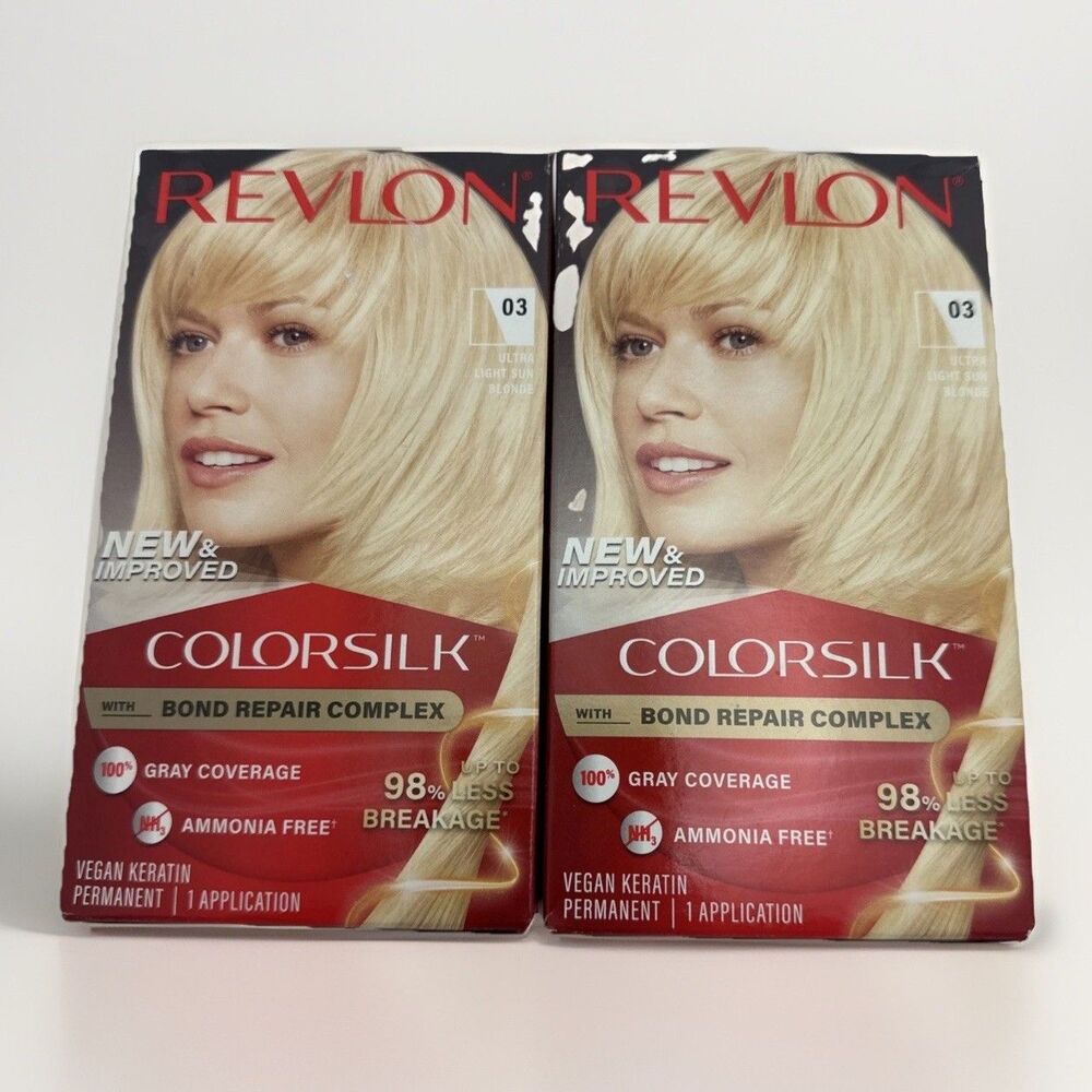 Revlon Colorsilk Beautiful Permanent Hair Color 03 Ultra Light Sun Blonde 2 Pack